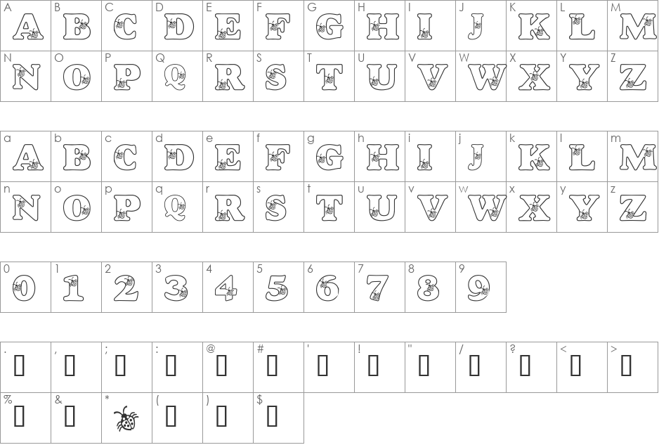 LMS Ladybird font character map preview