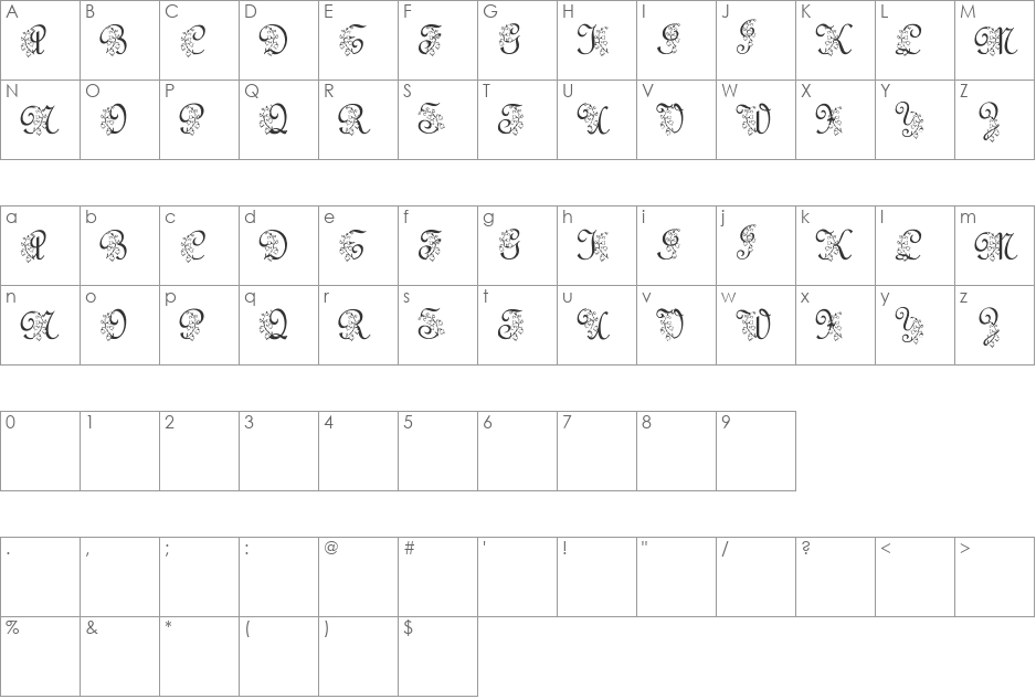 LMS Lily Of The Valley font character map preview