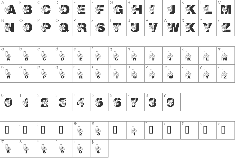 LMS Mr Jeremy Fisher font character map preview