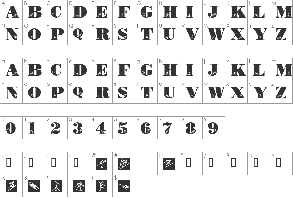 LMS Olympic Icons font character map preview