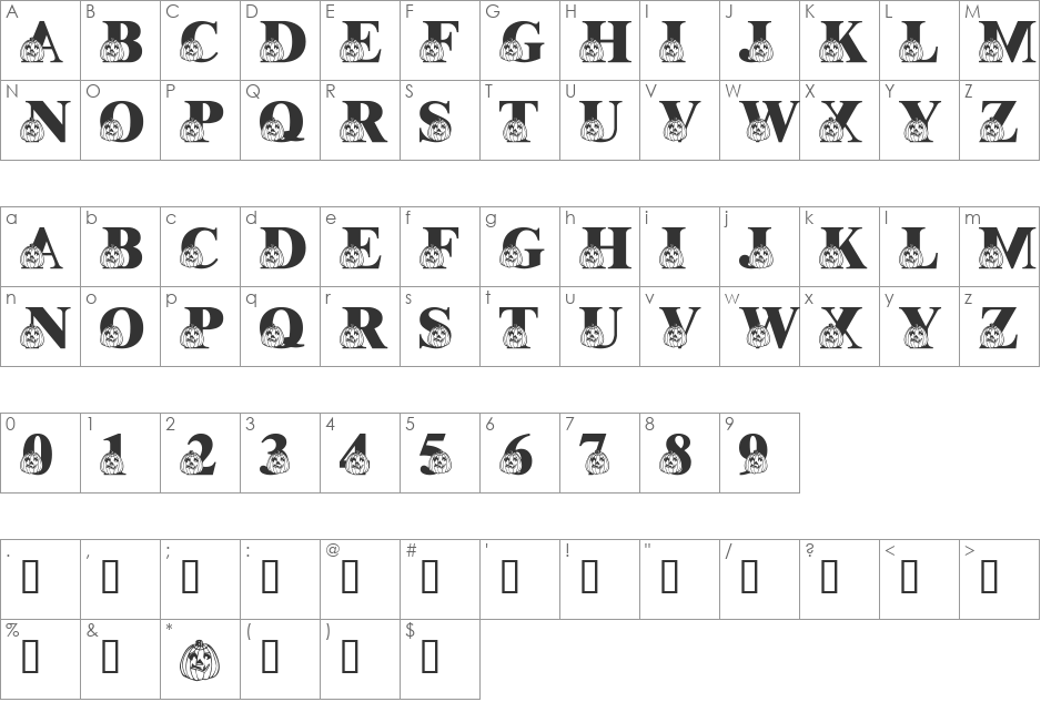 LMS Pumpkin Pal font character map preview
