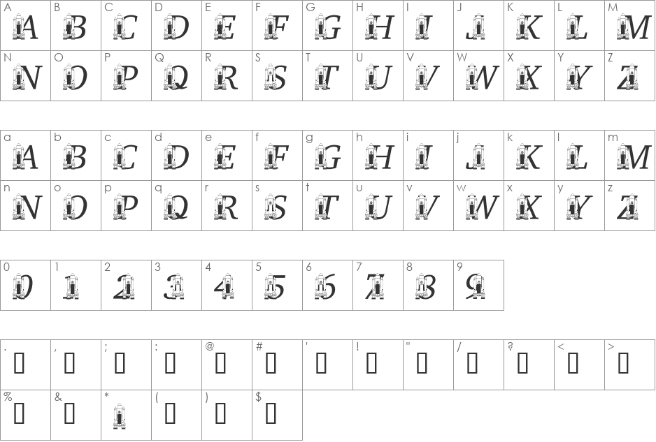 LMS Remembering SS Challenger font character map preview