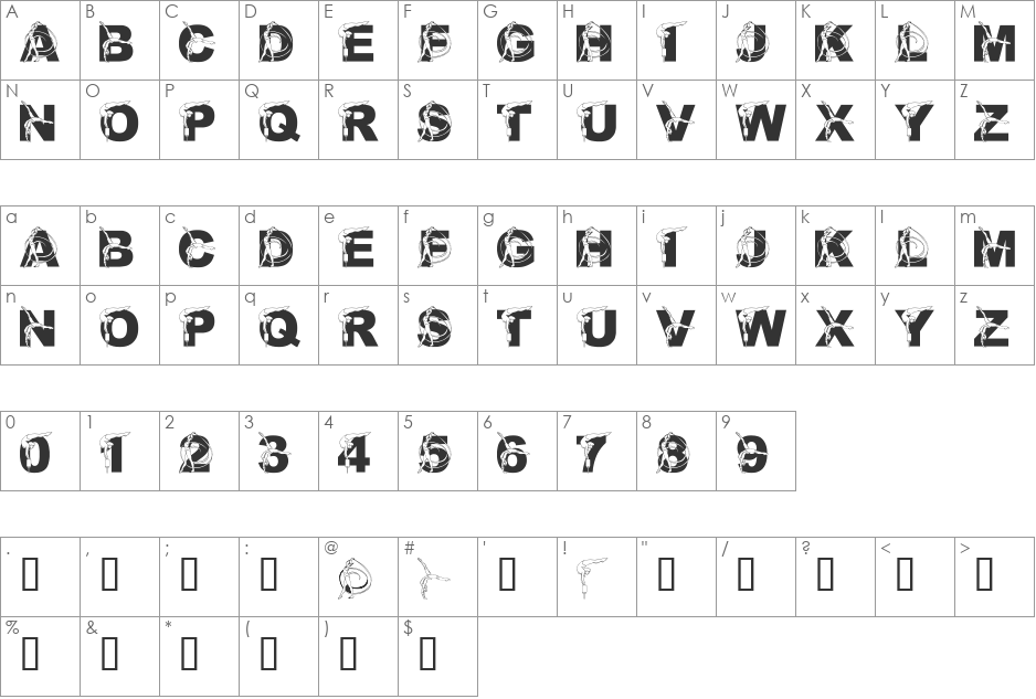 LMS Rhythmic Writing font character map preview