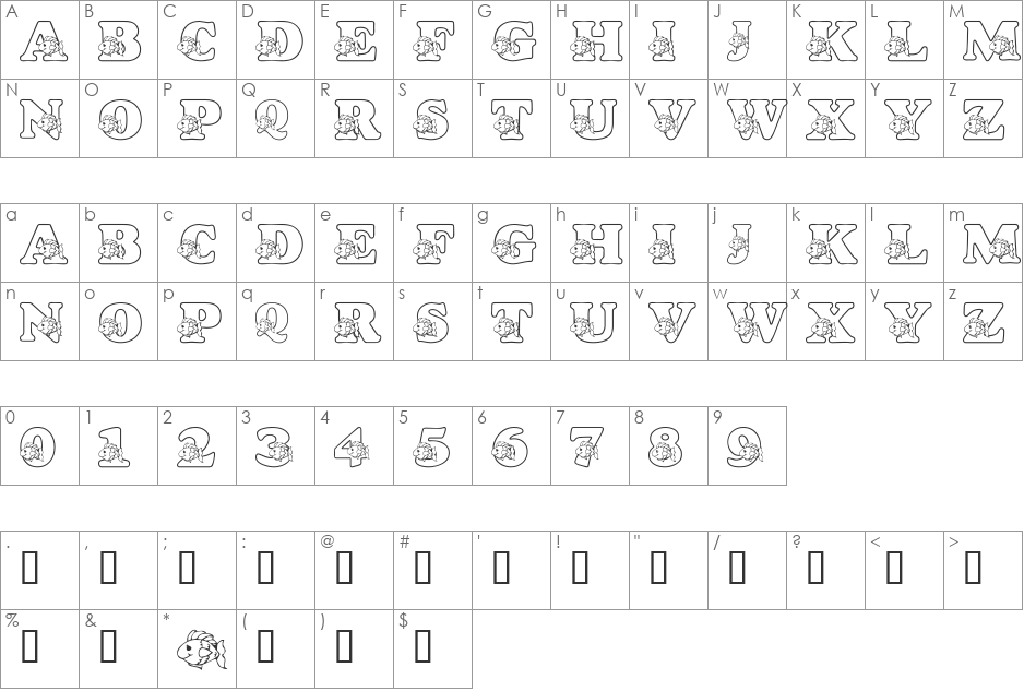 LMS Rykers Fish font character map preview