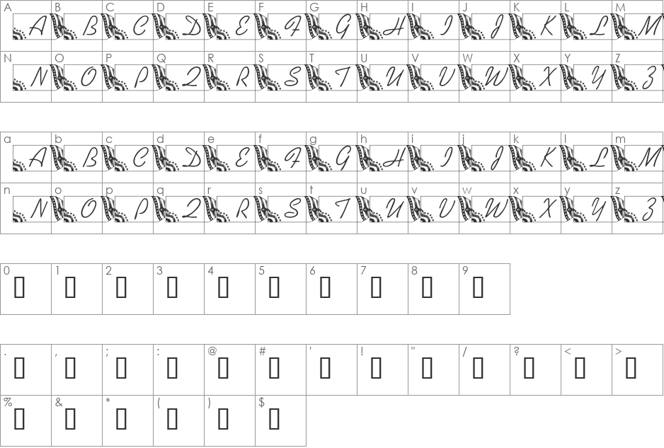 LMS Secured Nation font character map preview