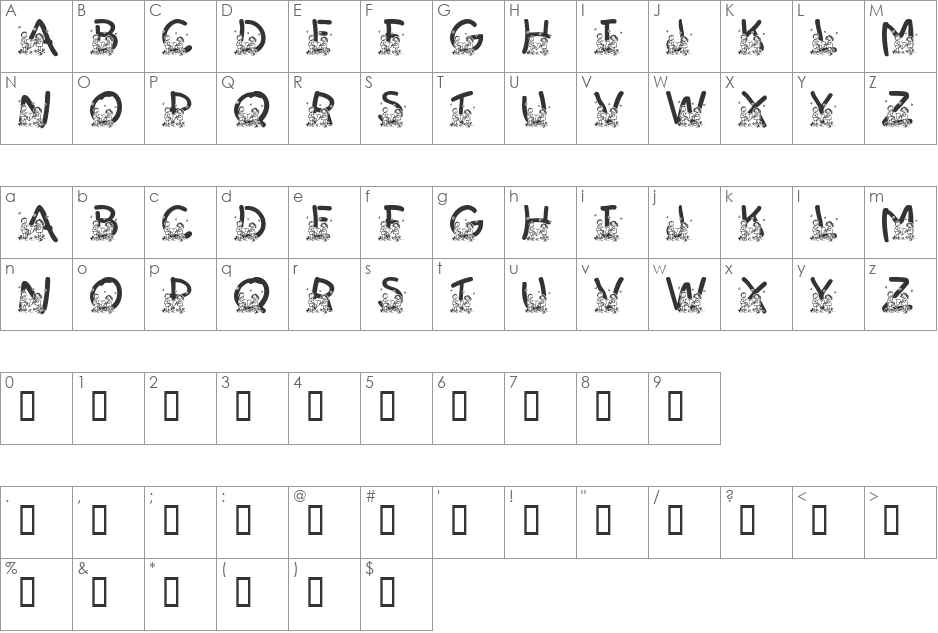 LMS Summer Camp Love font character map preview