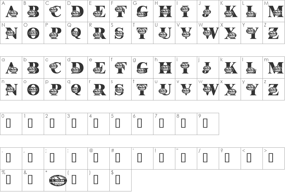 LMS Survive The Outback font character map preview