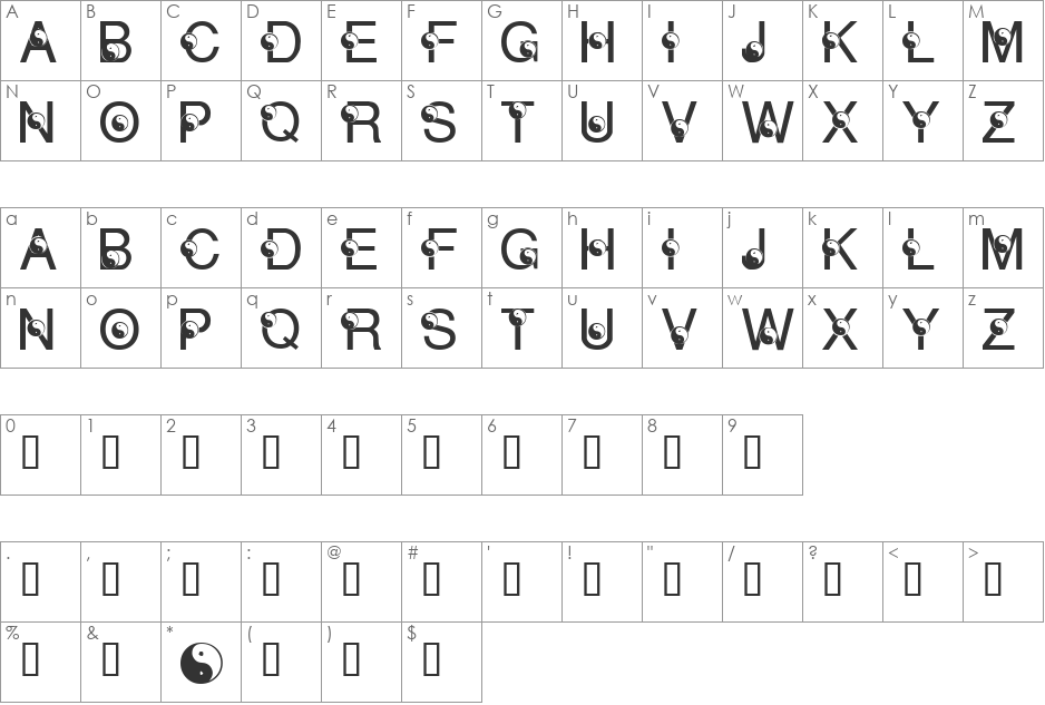LMS Ying & Yang font character map preview