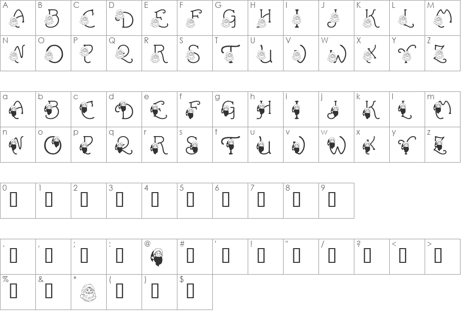 LMS You Better Watch Out font character map preview