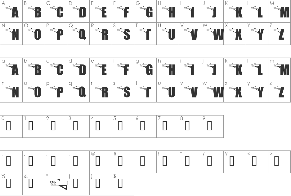 LMS You've Got Mail font character map preview