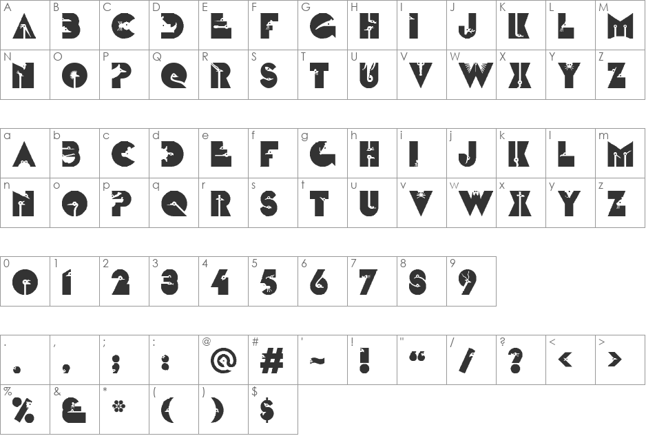 LMS Zoo Life font character map preview