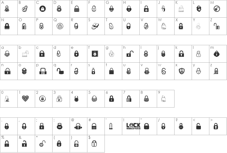 Lock font character map preview