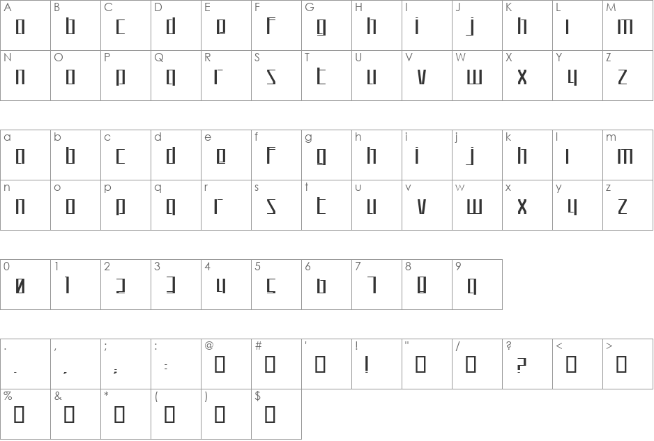 Lode font character map preview