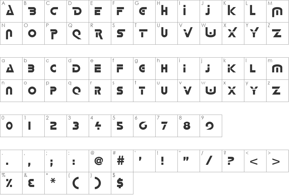 Logash font character map preview