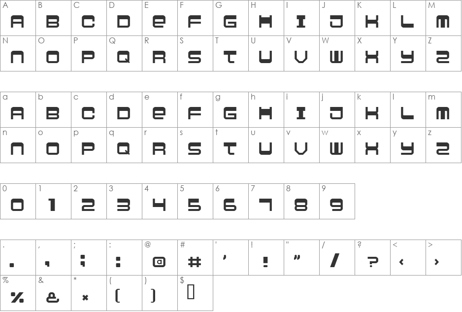 Logic lodger font character map preview
