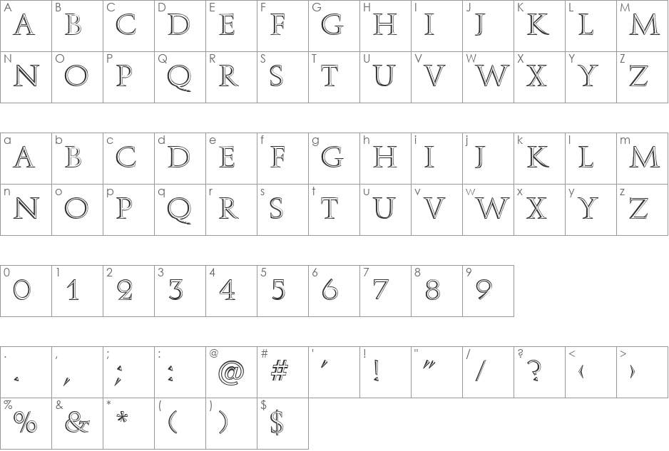 Aurelius DB font character map preview