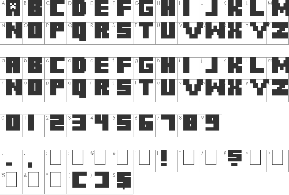LogoCraft font character map preview