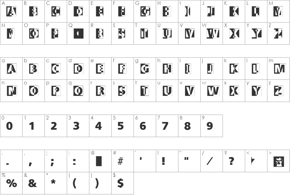 LogoHalfnHalf font character map preview