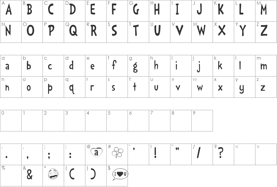 LOL! font character map preview