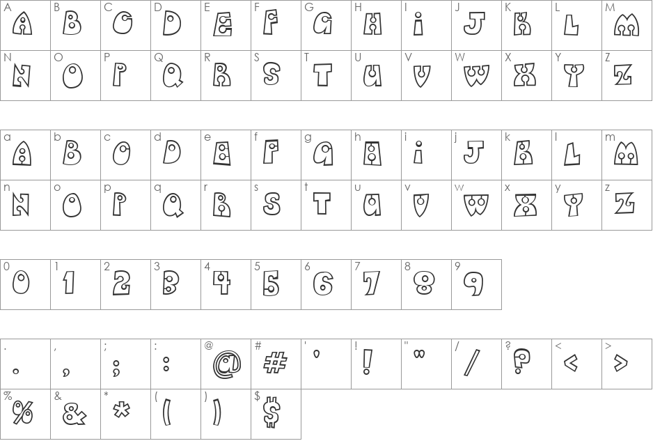 LollipopLettering font character map preview