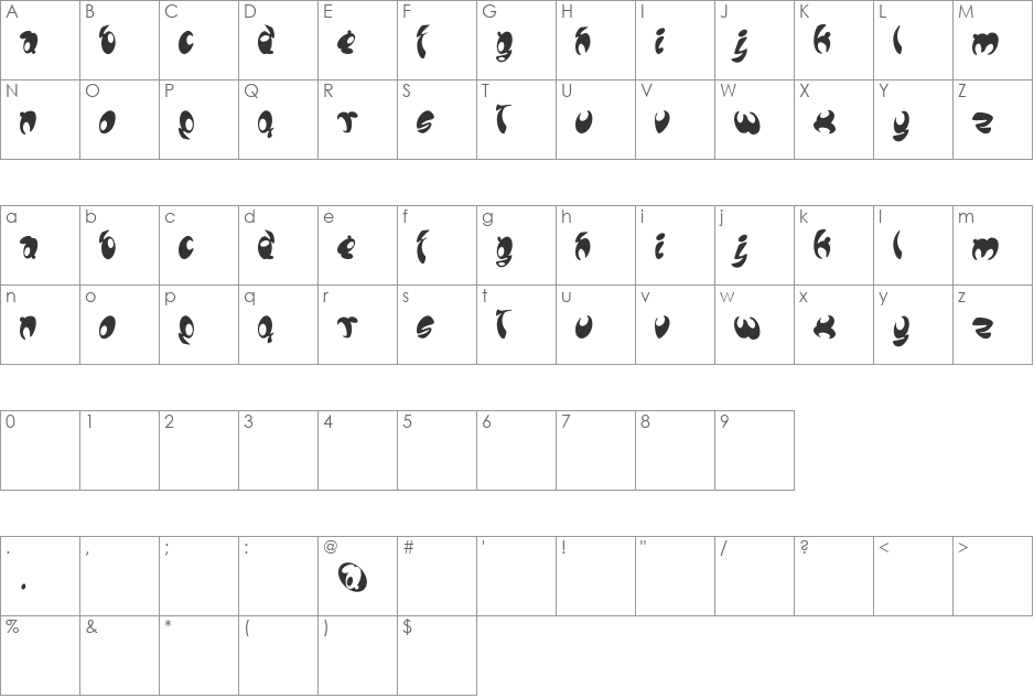 Lomax font character map preview