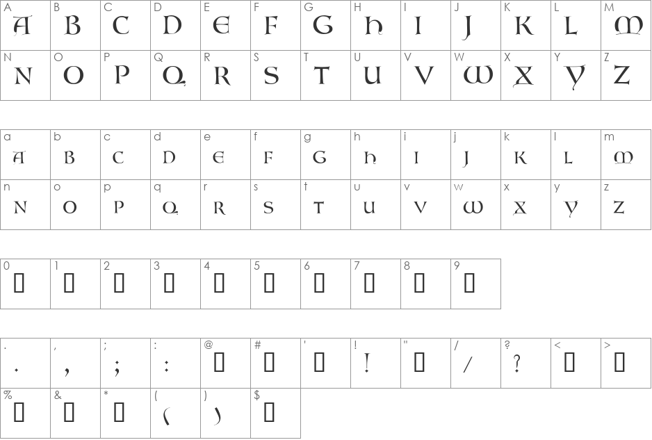 LombardicMix font character map preview