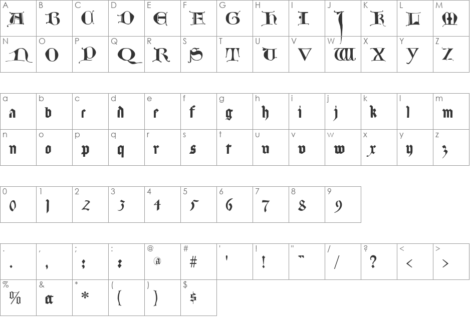 LombardPlattfuss font character map preview