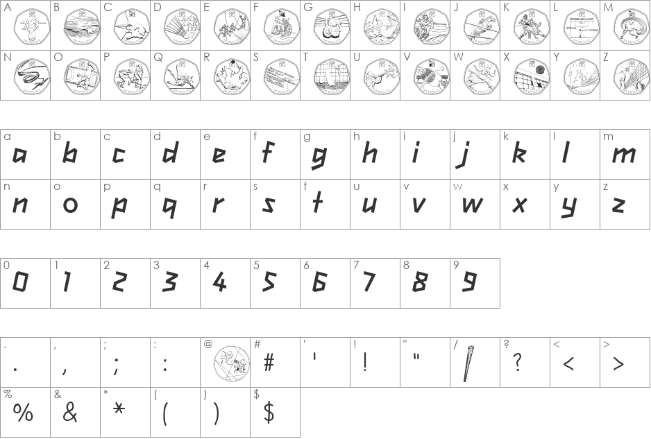 london 2012 font character map preview