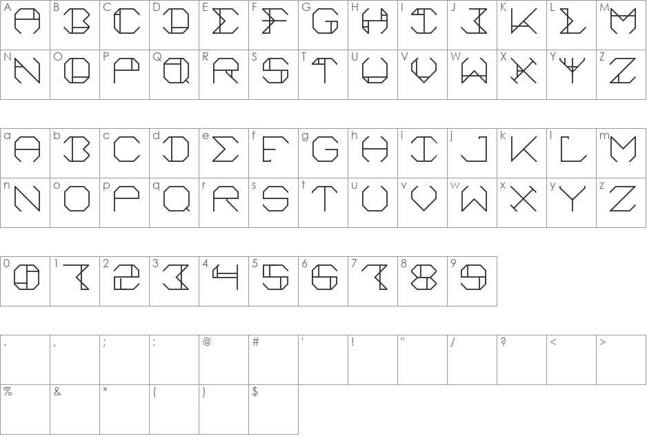 aurora font character map preview