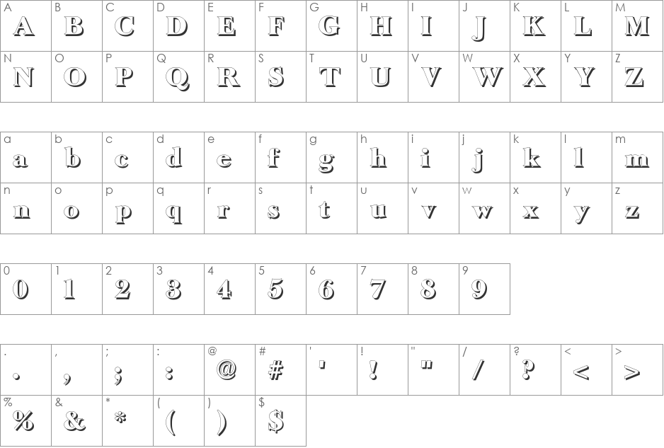 Long Island font character map preview