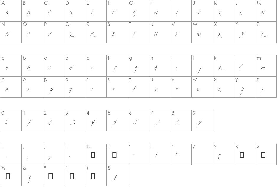 longstroke font character map preview