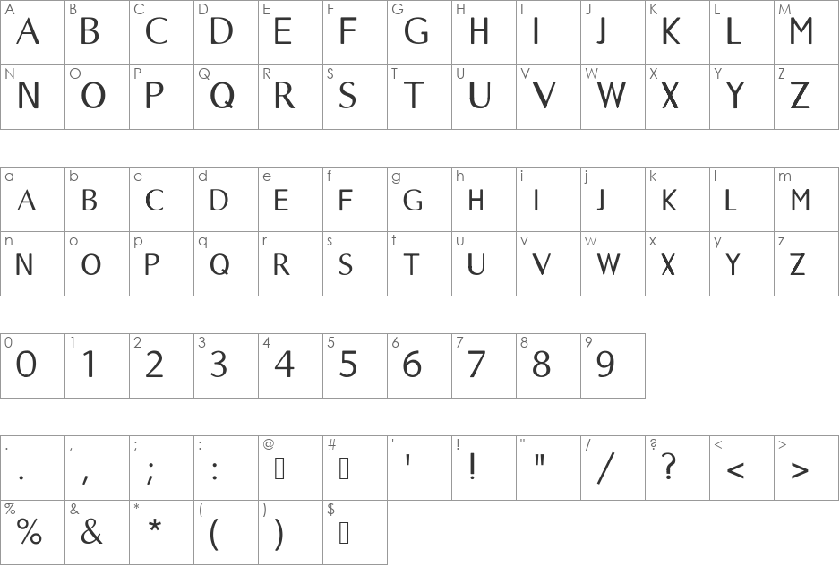 LongTime font character map preview