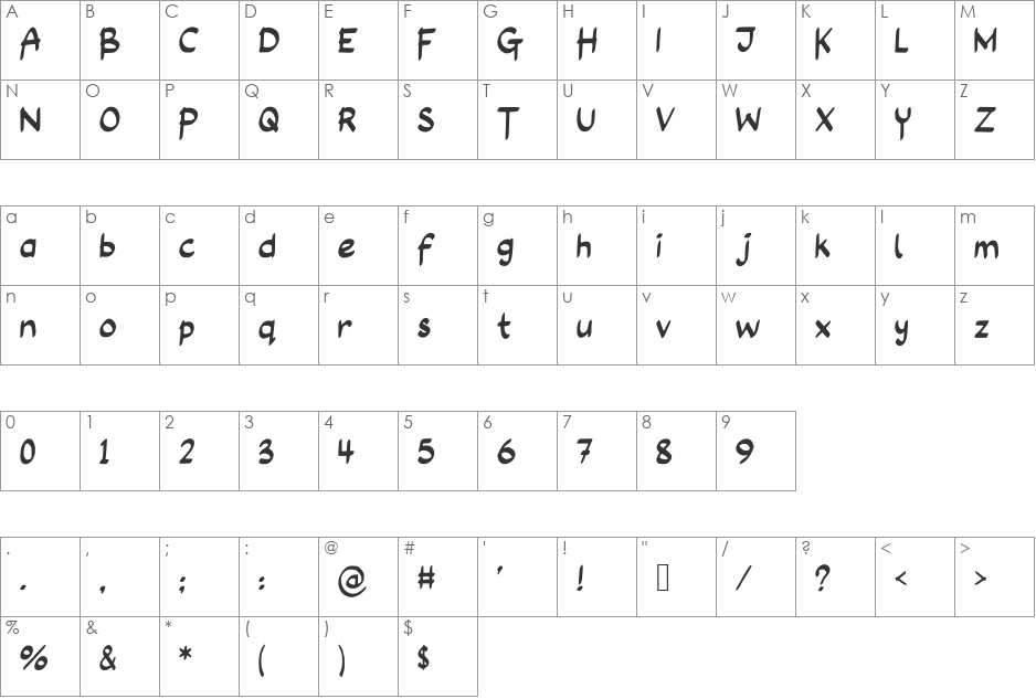 Long_Assignment font character map preview
