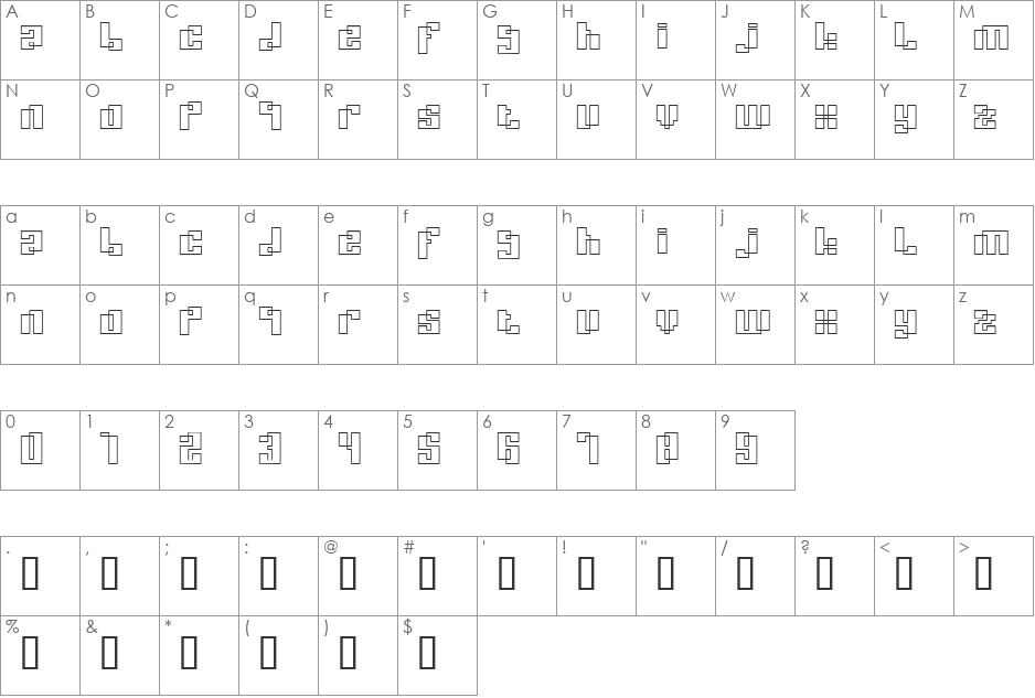 LooP font character map preview