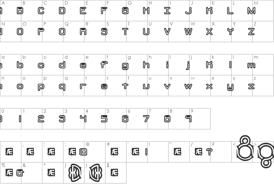 Loopy BRK font character map preview