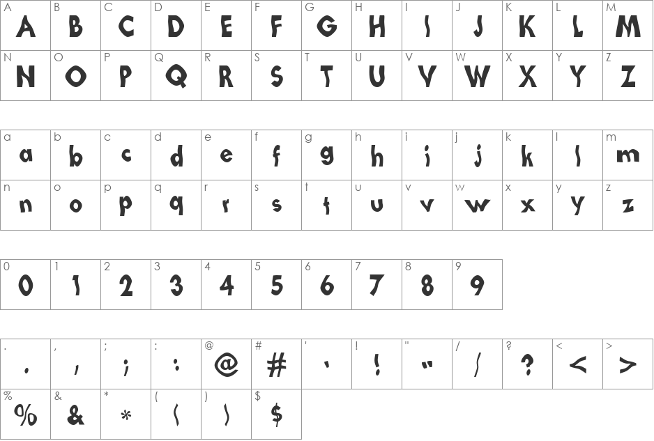 Loopy Letters font character map preview