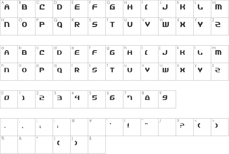 Lopez font character map preview