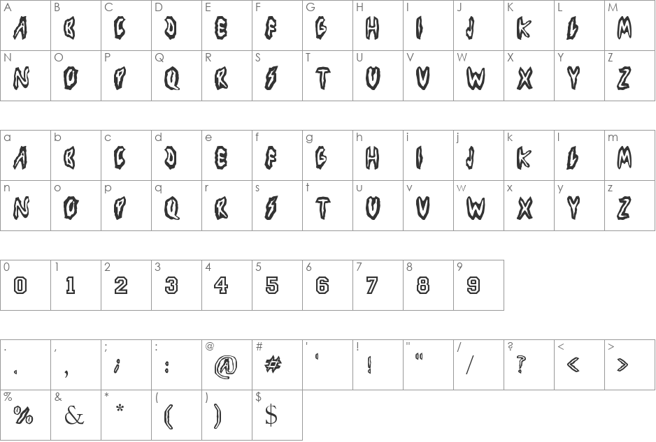 Los Piojos font character map preview