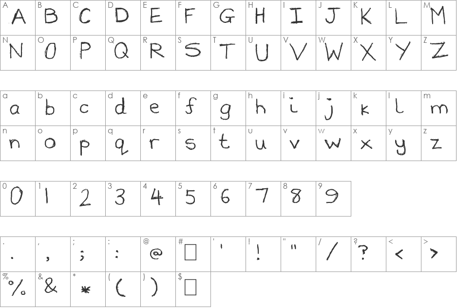 Lost and Found font character map preview