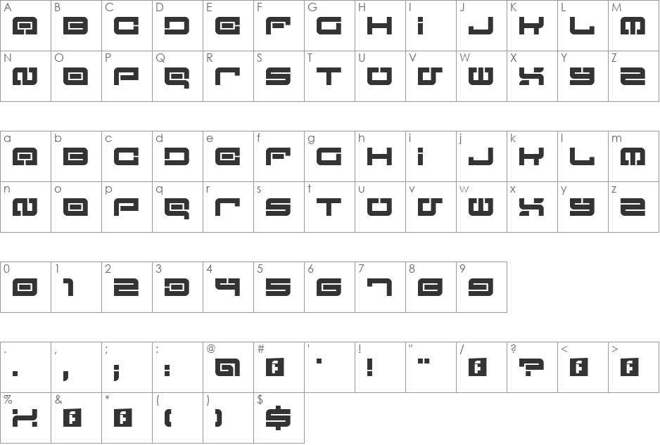 Lost in Future font character map preview