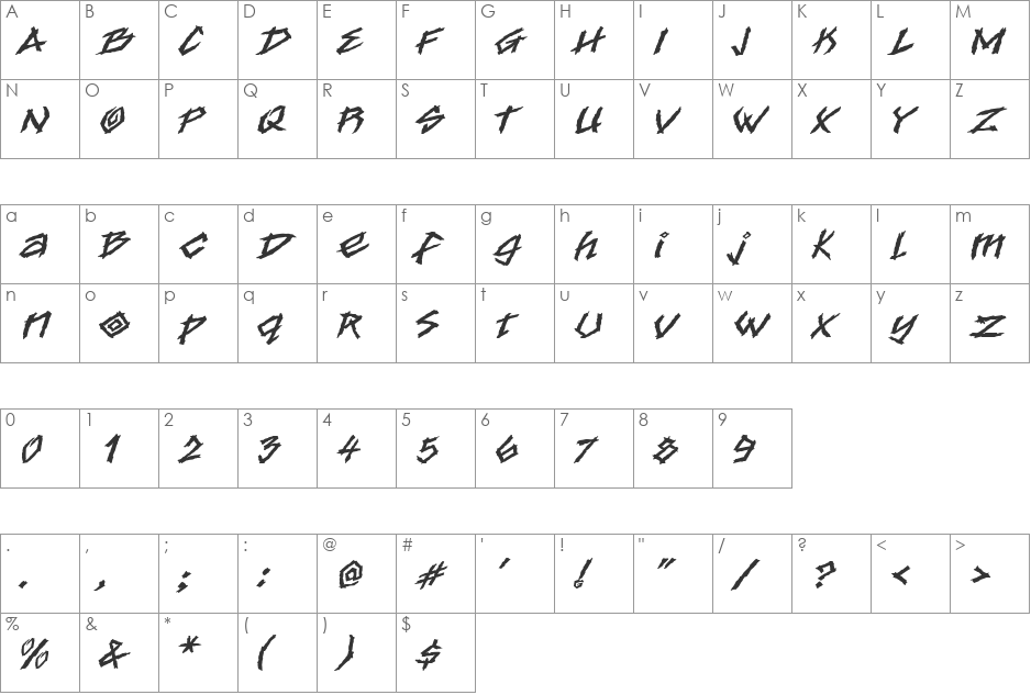 Lost Tribe font character map preview