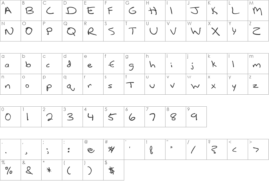 LotechScriptSSK font character map preview