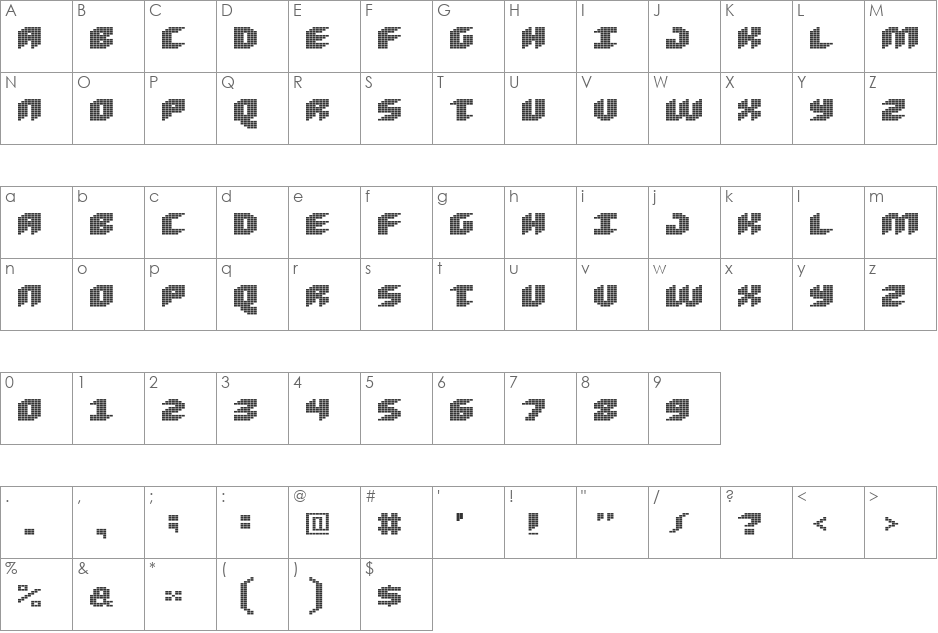 Loud noise font character map preview