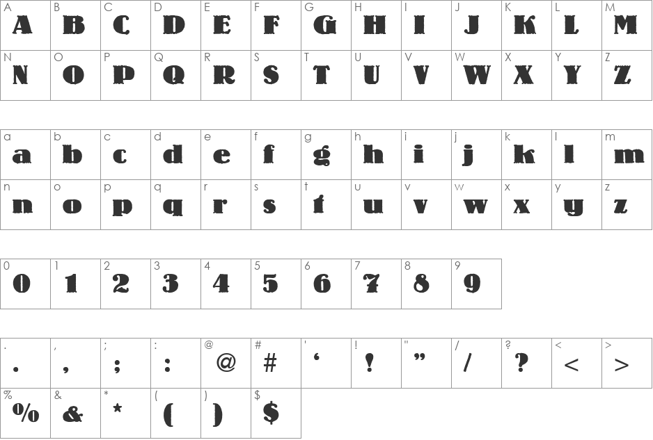 LouisHeavy font character map preview