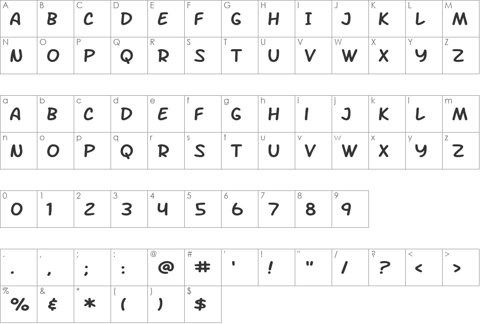 Loury Sign font character map preview