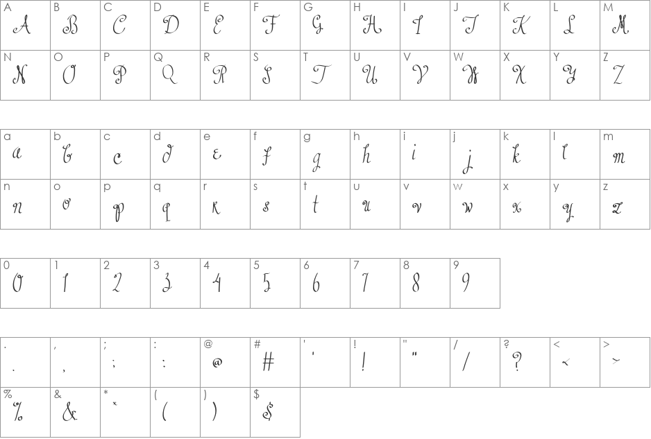 Austie Bost Dust into Diamonds font character map preview