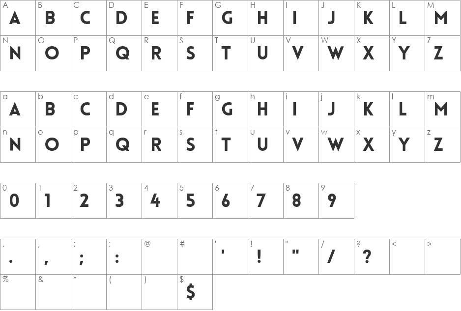 Lovelo font character map preview