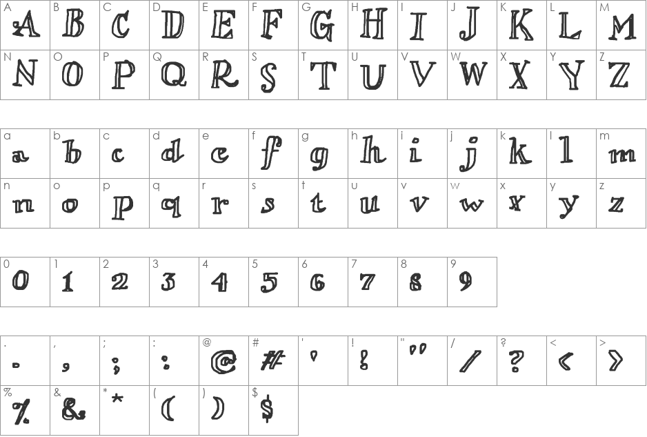 Loverly font character map preview