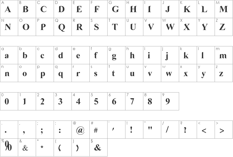 Lovevelyn two font character map preview