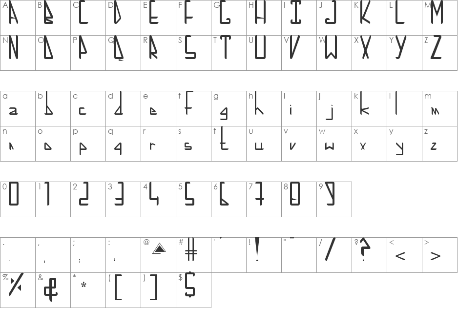 low x -line font character map preview